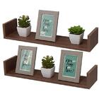 Kit 2 Prateleiras U 80 X 25cm Nogal Suporte Invisível