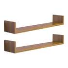 Kit 2 Prateleiras U 90 X 10cm Freijó Suporte Invisível