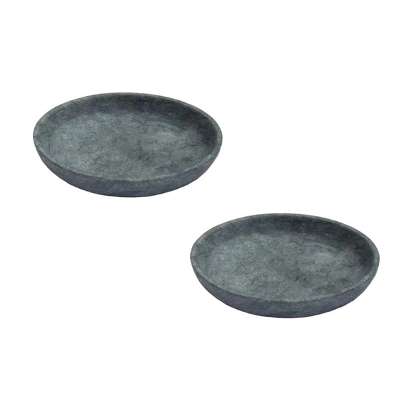Kit 2 Pratos Fundo Para Massa Em Pedra Sabão Borda Alta 28cm