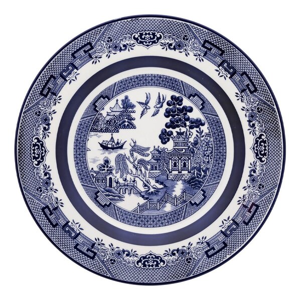 Kit 2 Pratos Rasos Flamingo Blue Willow Oxford® Porcelana 28cm