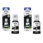 Kit 2 Pretos Tinta Epson 504 T504 Original L4150, L4160, L6161