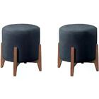 Kit 2 Puf Puff Para Sala Lhor Veludo Azul Rm