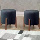 Kit 2 Puf Puff Para Sala Lhor Veludo Azul Rm