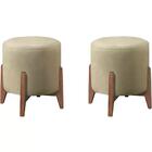 Kit 2 Puf Puff Para Sala Lhor Veludo Bege Rm