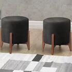 Kit 2 Puf Puff Para Sala Lhor Veludo Preto Rm