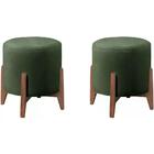 Kit 2 Puf Puff Para Sala Lhor Veludo Verde Rm