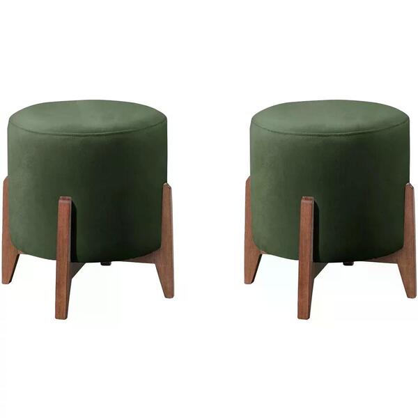 Kit 2 Puf Puff Para Sala Lhor Veludo Verde Rm