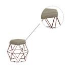 Kit 2 Puff Aramado Cronos Suede Bege Base Bronze Bnn Decor