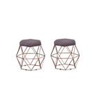 Kit 2 Puff Aramado Cronos Suede Rose Base Bronze Tana Decor