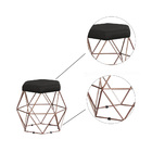 Kit 2 Puff Aramado Cronos Veludo Preto Base Bronze Tana Decor