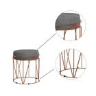 Kit 2 Puff Aramado Polo Veludo Cinza Base Bronze Tana Decor