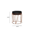 Kit 2 Puff Aramado Polo Veludo Preto Base Bronze Bnn Decor