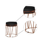 Kit 2 Puff Aramado Polo Veludo Preto Base Bronze Bnn Decor