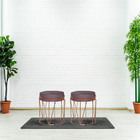 Kit 2 Puff Aramado Polo Veludo Rose Base Bronze Bnn Decor