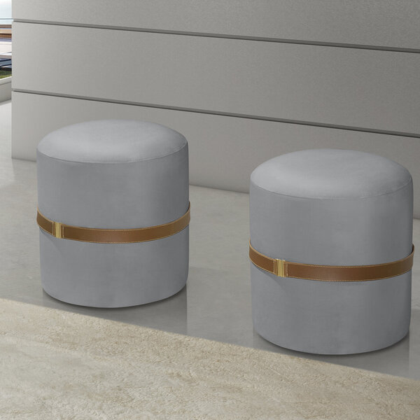 Kit 2 Puff Banqueta Apoio Pés Decorativo Para Sala Tecido Vel