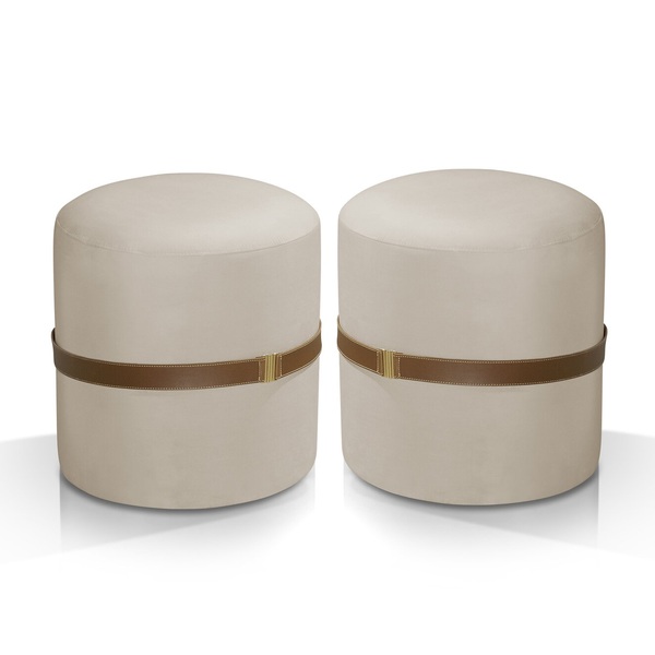 Kit 2 Puff Banqueta Apoio Pés Decorativo Para Sala Veludo Cor