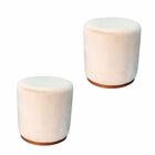 Kit 2 Puff Barcelona Decorativo Com Veludo Marfim E Base Made
