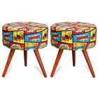 Kit 2 Puff Cama Inbox Boom Redondo Com Pés Em Madeira Maciça