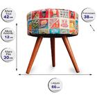 Kit 2 Puff Cama Inbox Las Vegas Redondo Com Pés Em Madeira Ma