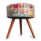 Kit 2 Puff Cama Inbox Las Vegas Redondo Com Pés Em Madeira Ma