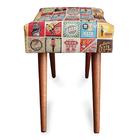 Kit 2 Puff Cama Inbox Las Vegas Retangular Com Pés Em Madeira