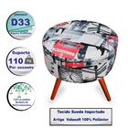 Kit 2 Puff Cama Inbox Londres Redondo Com Pés Em Madeira Maci