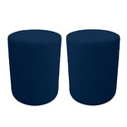 Kit 2 Puff Cilindro Live Para Sala E Quarto Suede Azul- Jylcr