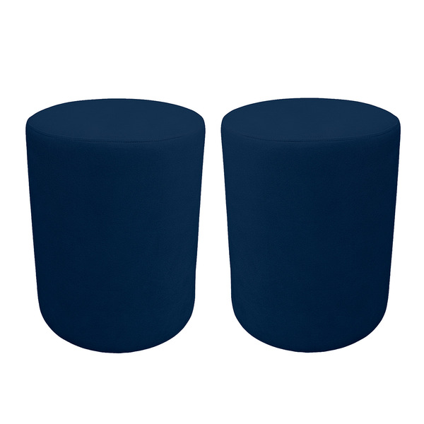 Kit 2 Puff Cilindro Live Para Sala E Quarto Suede Azul- Jylcr