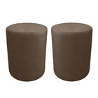 Kit 2 Puff Cilindro Live Para Sala E Quarto Suede Capuccino-