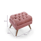Kit 2 Puff De Veludo Apoio De Pés Para Sala - Rosa Antigo