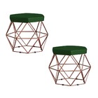 Kit 2 Puff Decorativo Base Bronze Elsa Suede Verde G41 - Gran