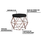 Kit 2 Puff Decorativo Base Bronze Elsa Veludo Preto - Gran Be