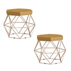 Kit 2 Puff Decorativo Base Gold Elsa Suede Mostarda G41 - Gra