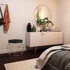 Kit 2 Puff Decorativo Base Gold Elsa Suede Preto - Gran Belo