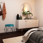 Kit 2 Puff Decorativo Base Preta Elsa Suede Azul Claro G41 -