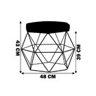 Kit 2 Puff Decorativo Base Preta Elsa Veludo Cinza G41 - Gran