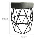 Kit 2 Puff Decorativo Cristal Veludo Cinza Base Preto