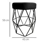 Kit 2 Puff Decorativo Cristal Veludo Cinza Chumbo Base Preto