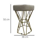 Kit 2 Puff Decorativo Diamante Veludo Bege Claro Base Dourado