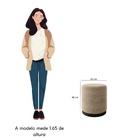 Kit 2 Puff Decorativo Estofado Estilo Industrial Madri Linho