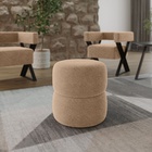 Kit 2 Puff Decorativo Estofado Para Sala Berlim Bouclé Bege