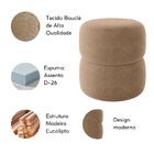 Kit 2 Puff Decorativo Estofado Para Sala Luna Bouclé Bege