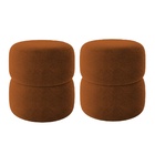 Kit 2 Puff Decorativo Estofado Para Sala Paris Bouclé Terraco