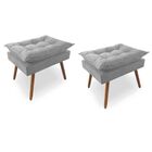 Kit 2 Puff Decorativo Opala Pés Palito Platinum Decor Cinza