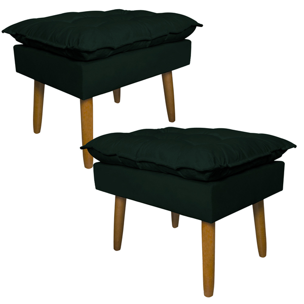 Kit 2 Puff Decorativo Para Sala De Estar Opala Suede Verde -