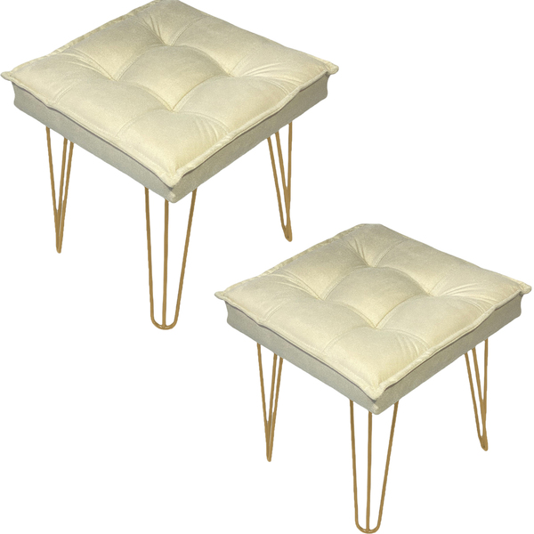 Kit 2 Puff Decorativo Para Sala, Quarto, Penteadeira Quadrado