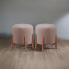 Kit 2 Puff Decorativo Para Sala Redondo Luxo Atenas Veludo Ro