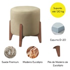 Kit 2 Puff Decorativo Para Sala Redondo Luxo Dallas Suede Bege