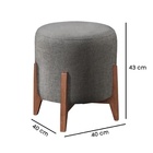 Kit 2 Puff Decorativo Para Sala Redondo Luxo Dubai Linho Cinza