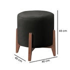 Kit 2 Puff Decorativo Para Sala Redondo Luxo Dubai Suede Preto